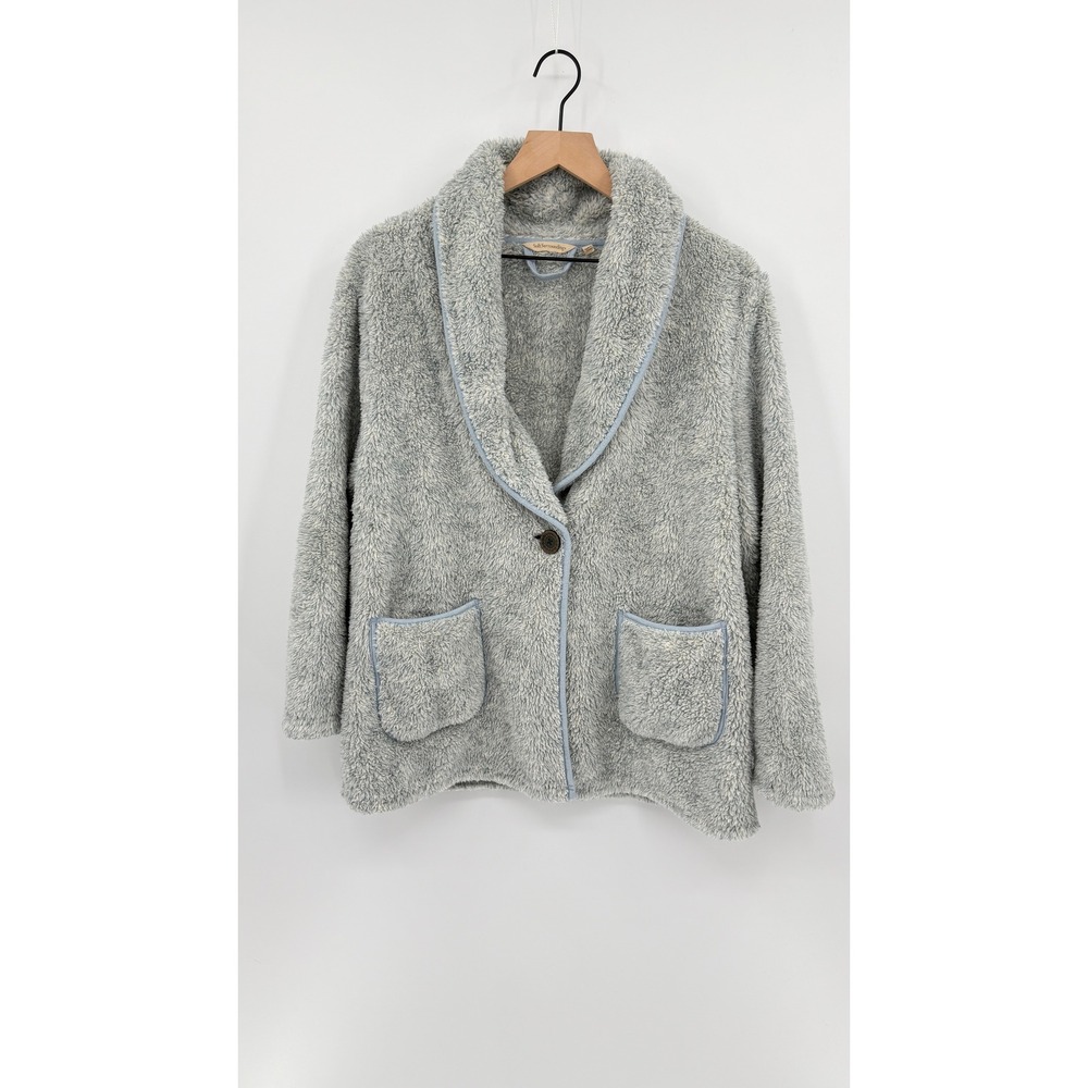 Soft Surroundings Plush Fleece Cardigan PL Shawl Collar Cozy Loungewear Comfy